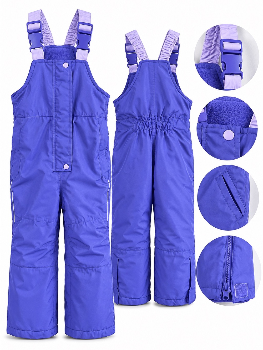 Lily & Dan Girls Purple Insulated Snow Bib Overalls 4T